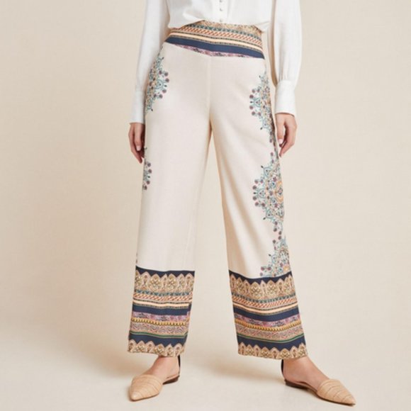 Farm Rio Anthropologie S Wide-Leg Pants handkerchief bandana Small NWT Bohemian